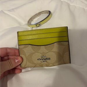 Coach Card Case in Yellow and Khaki Signature Canvas